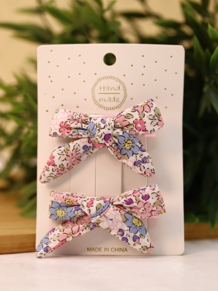 Набор заколок для волос "Flower bows", pink, 2 шт. в наборе 