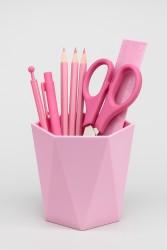 Стакан для зубных принадлежностей / канцелярских принадлежностей  «Triangle», pink