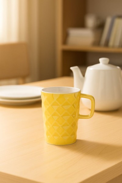 Кружка керамическая "Simple Geometry", yellow 