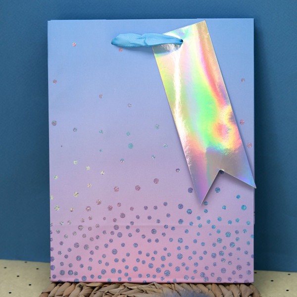 Пакет подарочный (S) «Sequins», blue (18*23*10) 