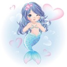 Алмазная мозаика картина стразами "Русалка с сердечками", 15х20 см