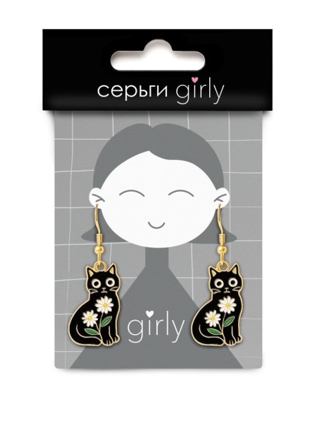 Серьги GIRLY "Black cat" 