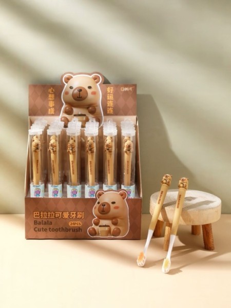 Зубная щётка для взрослых iLikeGift "Capy smile", beige (21 см) 