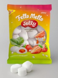Жевательный зефир c начинкой "FELLO MELLO" JELLY СО ВКУСОМ КЛУБНИКИ, 55 гр