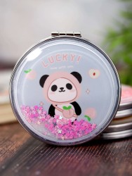 Зеркало-шейкер раскладное "Lucky panda peach", blue (7*7 см)
