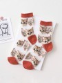Носки iLikeGift «Cat patern», red, мужские/женские евро размер 35-41