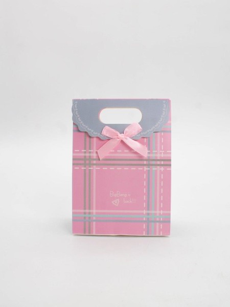 Пакет подарочный (XS) "Simple plaid", pink (12x6x16) 