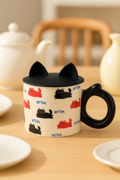 Кружка керамическая «Funny kitten», black (350 мл) 
