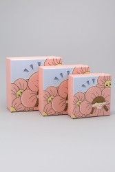 Набор подарочных коробок 3 в 1 «Girl flowers», 19*19*9.5-17*17*8-15*15*6.5