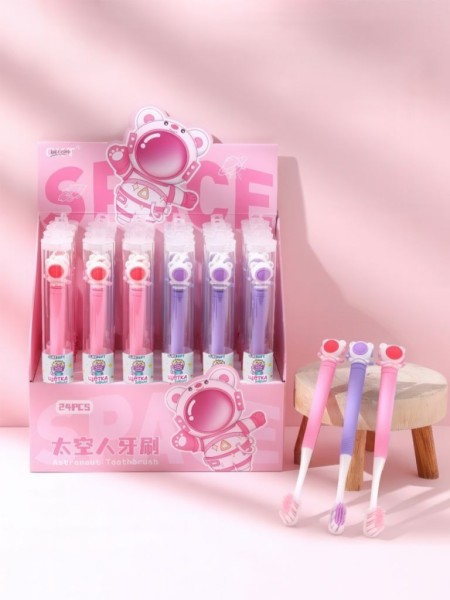 Зубная щётка для взрослых iLikeGift "Cosmonaut smile", pink (21 см) 