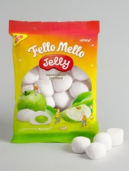 Жевательный зефир c начинкой. "FELLO MELLO" JELLY СО ВКУСОМ ЯБЛОКА, 55 гр.