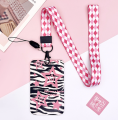 Футляр для карт на ленте "Shining pink stars", zebra print