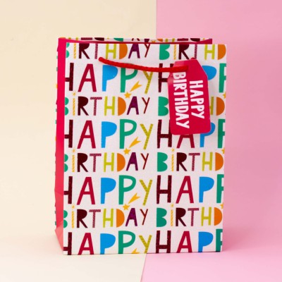 Подарочный пакет (S) "Happy day", pink