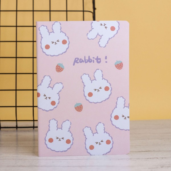 Тетрадь (A5) "Rabbit many strawberry", pink (14.5*21) 