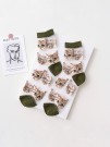 Носки iLikeGift «Cat patern», green, мужские/женские евро размер 35-41