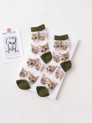 Носки iLikeGift «Cat patern», green, мужские/женские евро размер 35-41