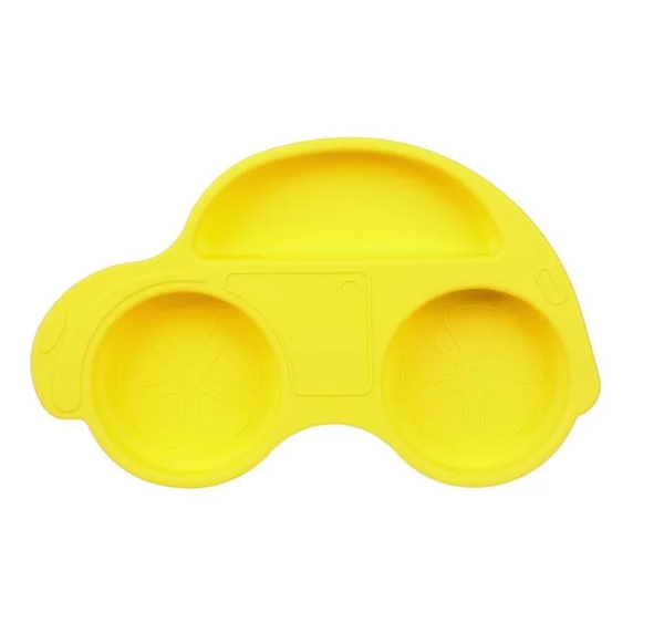 Тарелка силиконовая "Car", yellow 