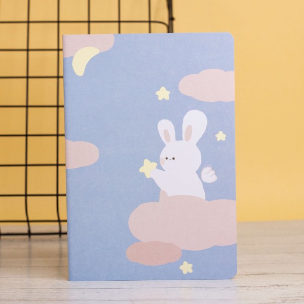 Тетрадь (A5) "Rabbit on the clouds", blue (14.5*21) 