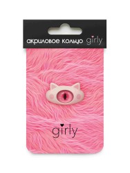 Кольцо акриловое GIRLY "Pink cat", pink (d=1,7 см)