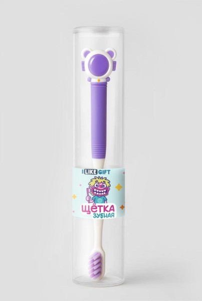 Зубная щётка для взрослых iLikeGift "Cosmonaut smile", purple (21 см) 