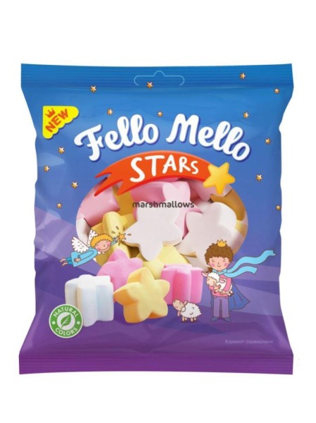 Жевательный зефир (Marshmallows) "FELLO MELLO" STARS, 85 гр 