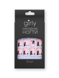 Накладные ногти GIRLY    «Black and white», 12 шт., с клеевыми пластинами