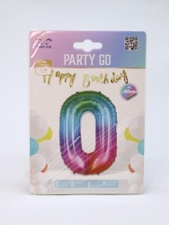 Шар фольгированный "Multicolour numbers" цифра 0, (80 см)
