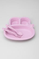 Тарелка "Little rabbit", pink (ложка+вилка)