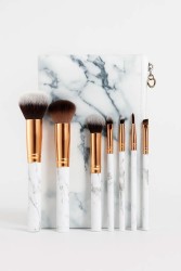 Набор кистей для макияжа "Marble", 10 кистей, white