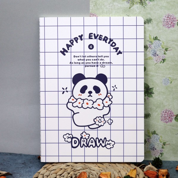 Тетрадь (B5) «Panda happy everyday», flowers (18.5*26) 