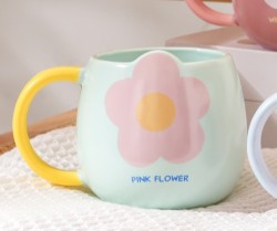 Кружка керамическая «Pink flower», blue (350 мл)