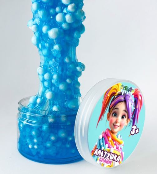 Слайм "Стекло WOW", с шариками, голубой (150гр) 