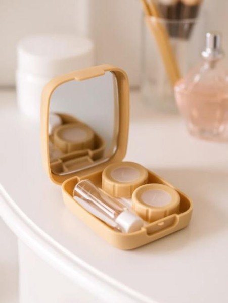 Контейнер для линз «Heart paint», beige 