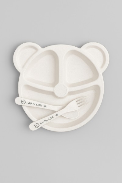 Тарелка "Bear", beige (ложка+вилка) 