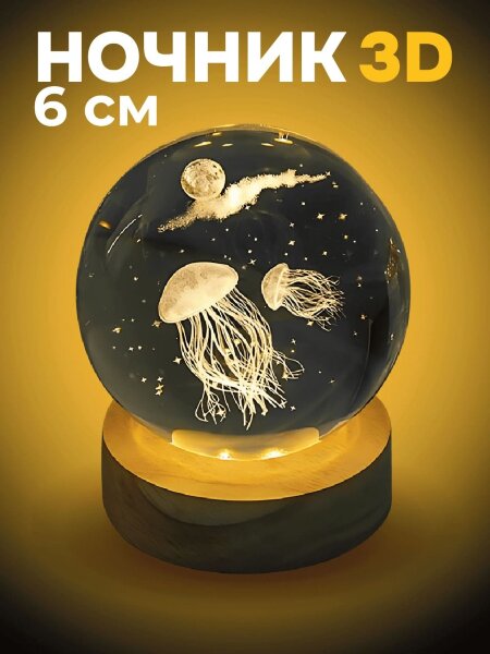 Ночник 3D iLikeGift «Jellyfish» (6 см) 
