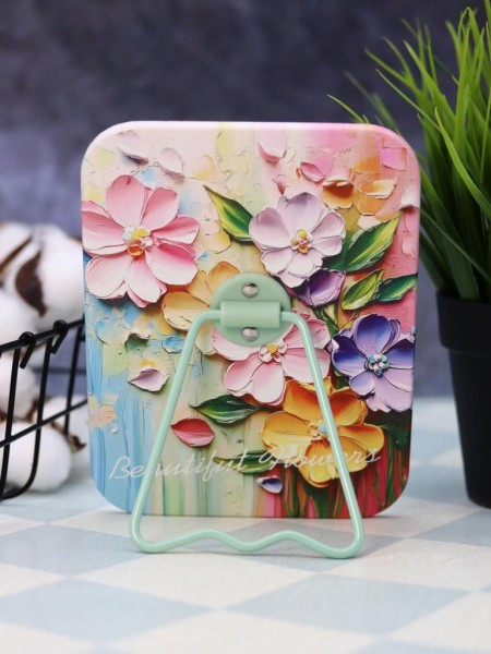 Зеркало настольное "Beautiful flowers", зелёное (16*12 см) 