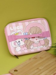 Сумка на чемодан сверху "Anime girl in hat", pink (29*22*8)