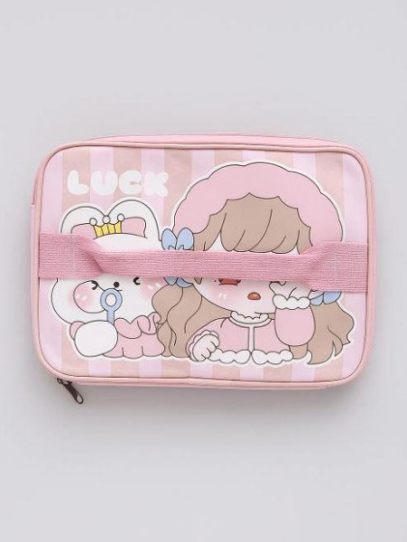 Сумка на чемодан сверху "Anime girl in hat", pink (29*22*8) 