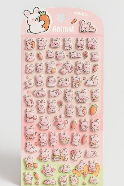 Наклейки объемные "Pink hare" (9*22,5 см) 