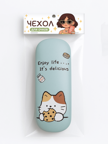 Чехол для очков GIRLY "Enjoy life it's delicious", green 