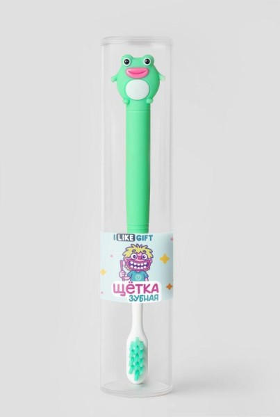 Зубная щётка для взрослых iLikeGift "Kiss the frog", green (21 см) 