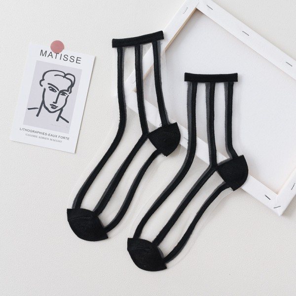 Носки iLikeGift «Transparent stripes», black, мужские/женские евро размер 35-41 