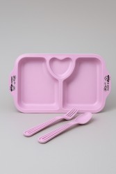 Тарелка "Love", pink (ложка+вилка)