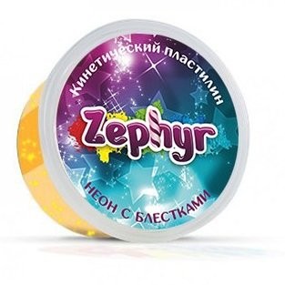 Кинетический пластилин "Zephyr" неон с блёстками оранжевый 150г 