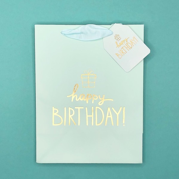 Пакет подарочный "Happy birthday", blue S 