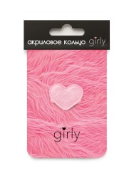 Кольцо акриловое GIRLY "Pink heart", pink (d=1,7 см)