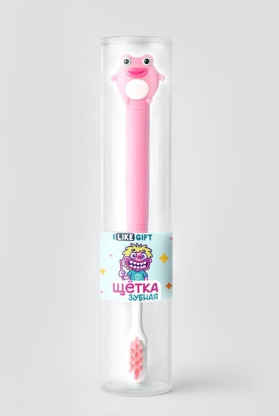 Зубная щётка для взрослых iLikeGift "Kiss the frog", pink (21 см) 