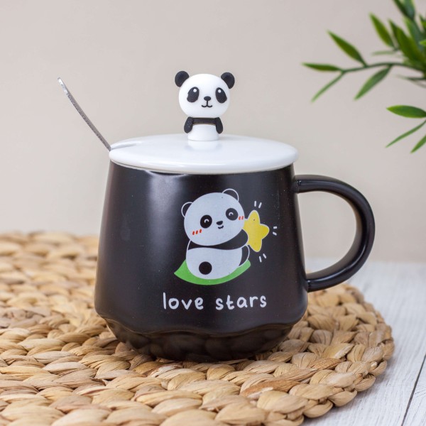 Кружка "Happy panda star", black (310 ml) 