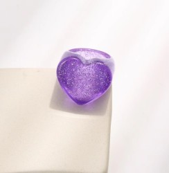 Кольцо акриловое GIRLY "Purple heart", purple (d=1,7 см)