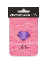Кольцо акриловое GIRLY "Purple heart", purple (d=1,7 см)
